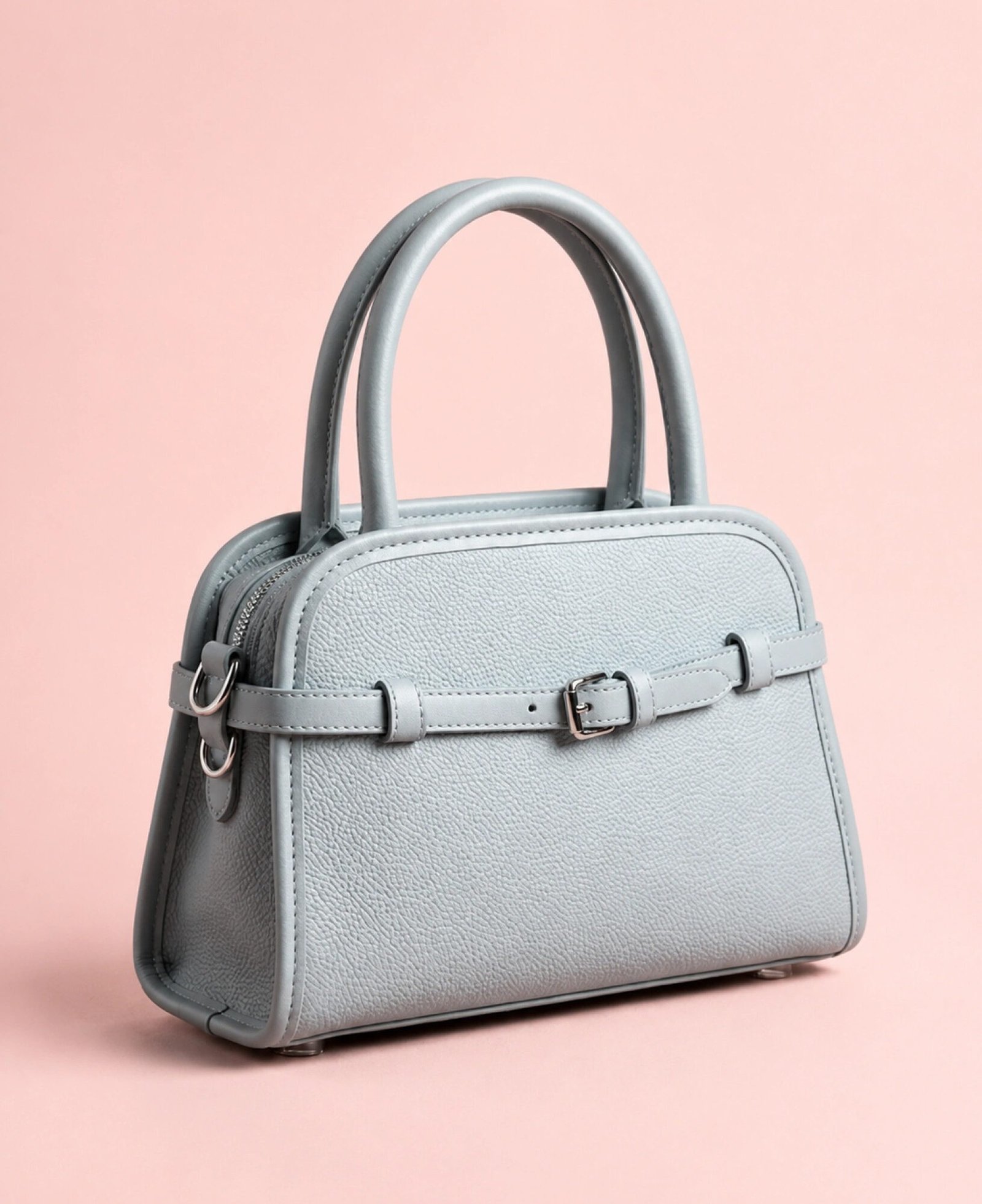 Bolso Handbag "Stacy" en Piel Granulada Gris